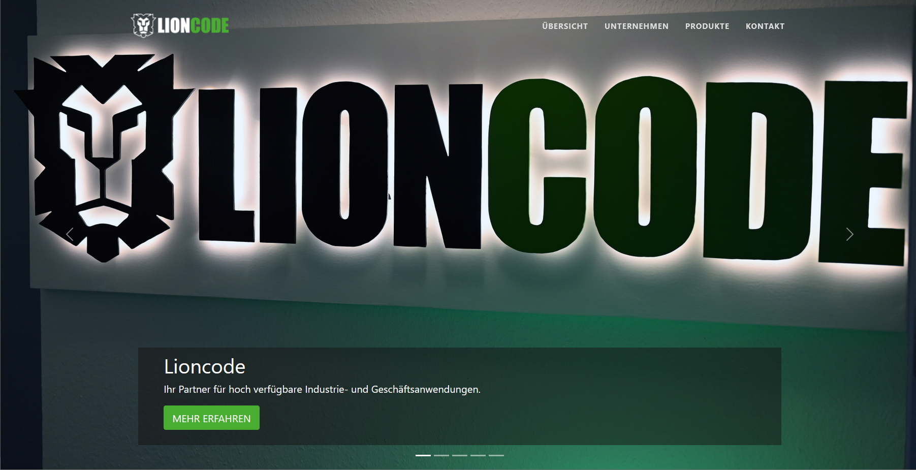 Bild von der neuen Lioncode Homepage